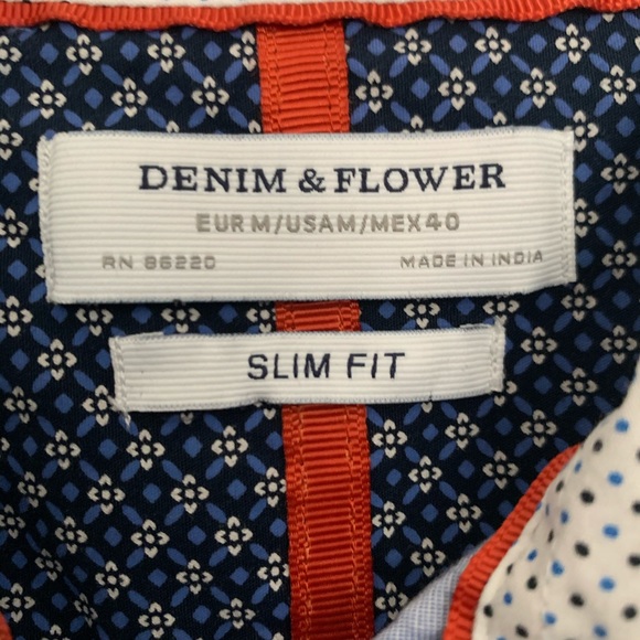 Denim and Flowers Slim Fit Dress Shirt Medium - Picture 2 of 3